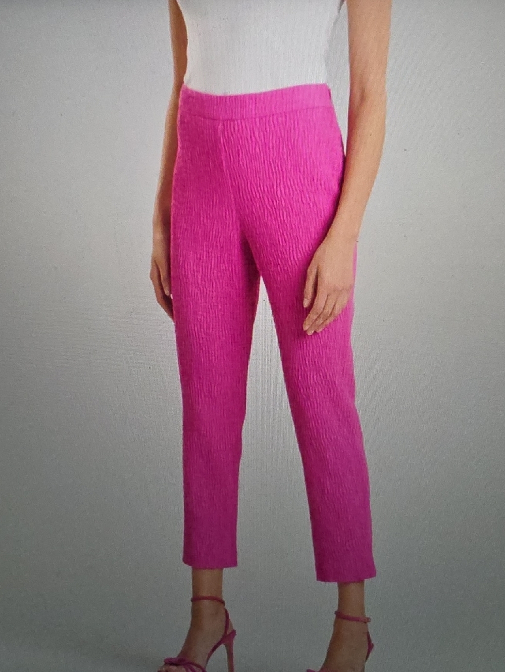 NATORI Textured Cotton Jacquard Ankle Pants Size 2  Berry $495